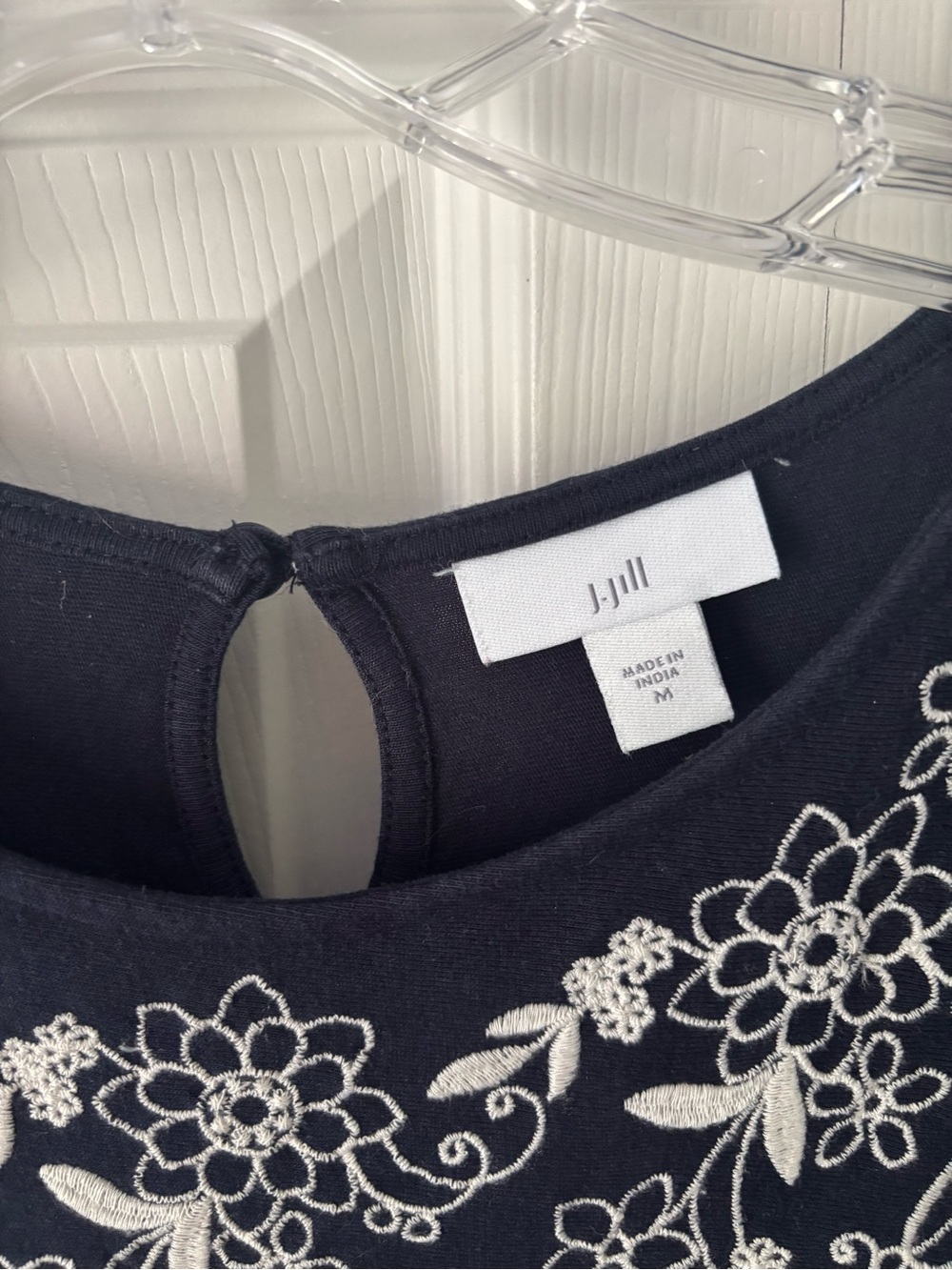J. Jill Navy Dress with White Floral Embroidery Accents - Picture 2 of 3